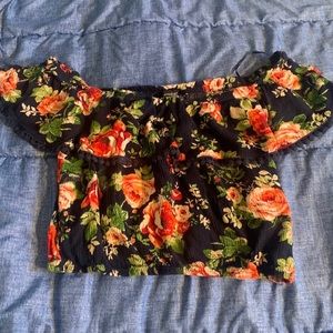 Off the shoulder floral crop top